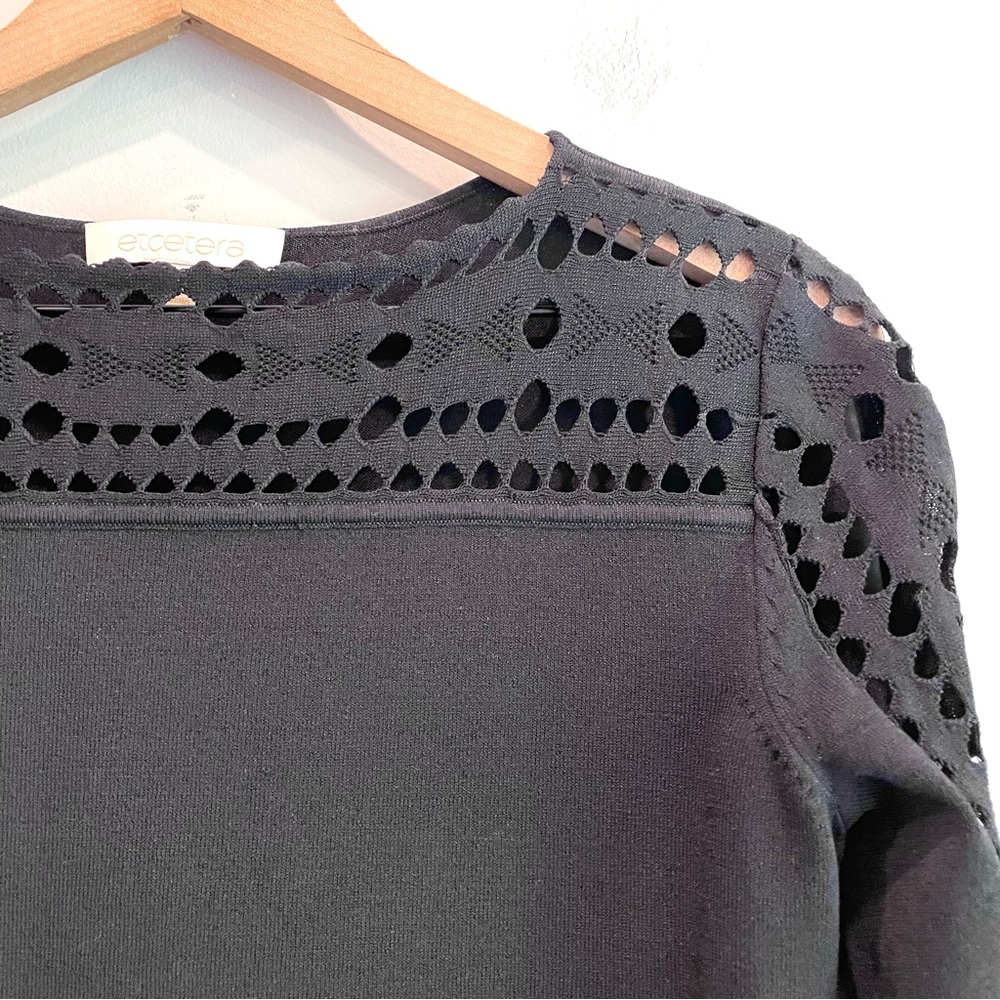 Etcetera Knit Bell Sleeve Cut Out Neckline Sweater - Picture 3 of 12